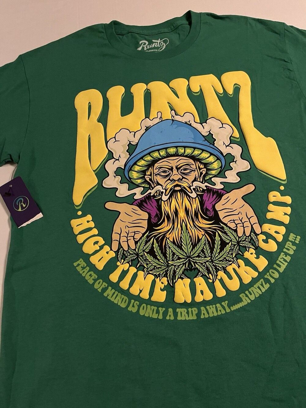 NWT Runtz Worldwide Mushroom Smoke High Colorful T-Shirt LARGE Dispensary NEW